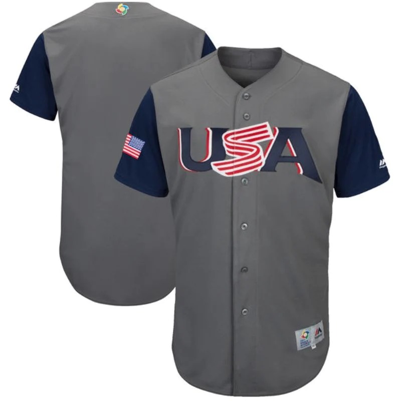 USA National Baseball World Classic 2017 Personalized Grey Jersey